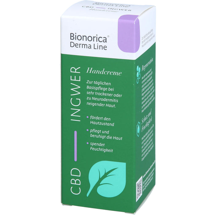 Bionorica Derma Line Handcreme Ingwer-CBD für sehr trockene oder zu Neurodermitis neigende Haut, 50 ml Creme