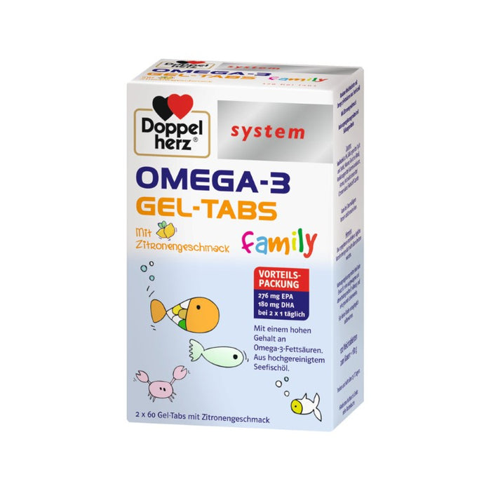 Doppelherz system Omega-3 Family Gel-Tabs Zitronengeschmack, 120 Stück, 120 pc Tablettes