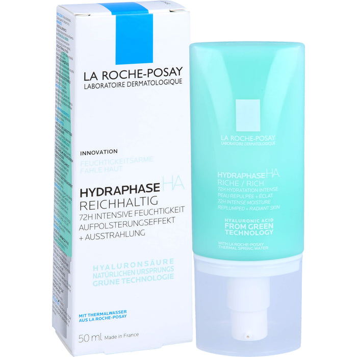 La Roche-Posay Hydraphase HA Reichhaltig 72h intensive Feuchtigkeitspflege mit Aufpolsterungseffekt, 50 ml Creme