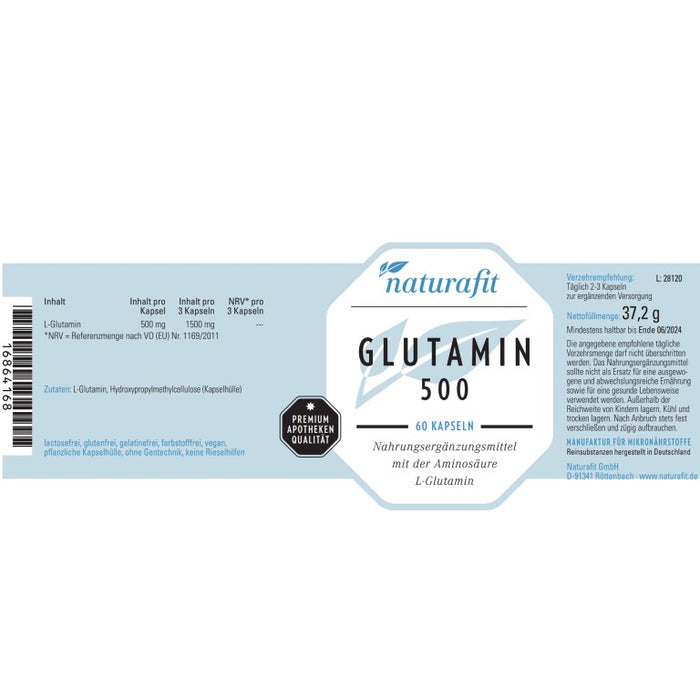 naturafit Glutamin 500 mg, 60 pcs. Capsules