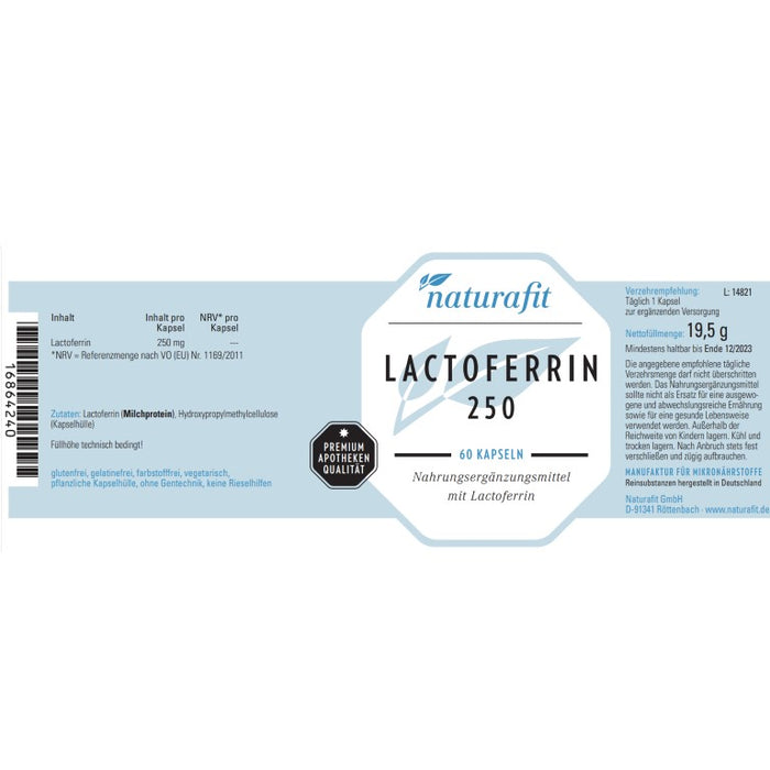naturafit Lactoferrin 250 mg aus Kuhmilch, 60 pcs. Capsules