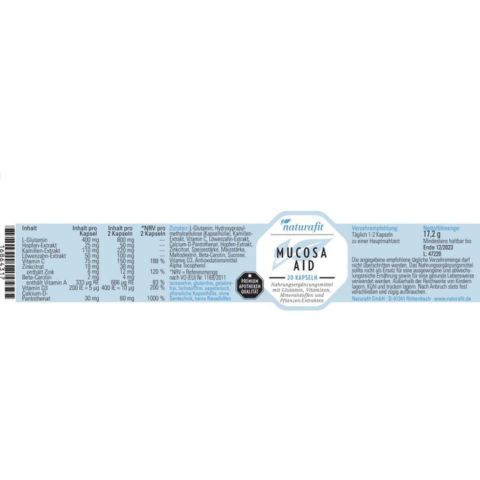 naturafit Mucosa AID, 20 pc Capsules
