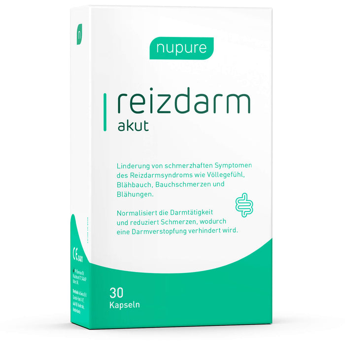 Nupure Reizdarm akut Kapseln bei Völlegefühl, Blähbauch und Bauchschmerzen, 30 pcs. Capsules