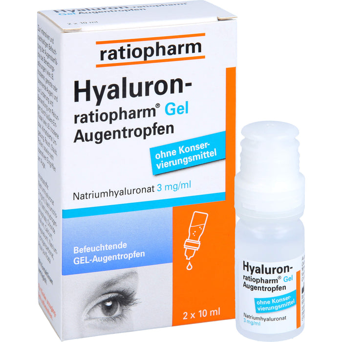 Hyaluron-ratiopharm Gel Augentropfen bei trockenen und gereizten Augen, 20 ml Lösung
