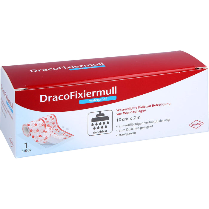 Draco Fixiermull waterproof 10 cm x 2 m wasserfeste Folie zur Befestigung von Wundauflagen, 1 pcs. slide