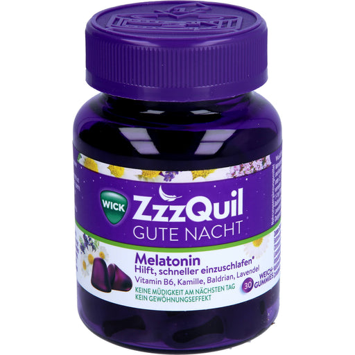 WICK ZzzQuil Gute Nacht Melatonin Weichgummis mit Waldfruchtgeschmack, 30 St. Gummidrops