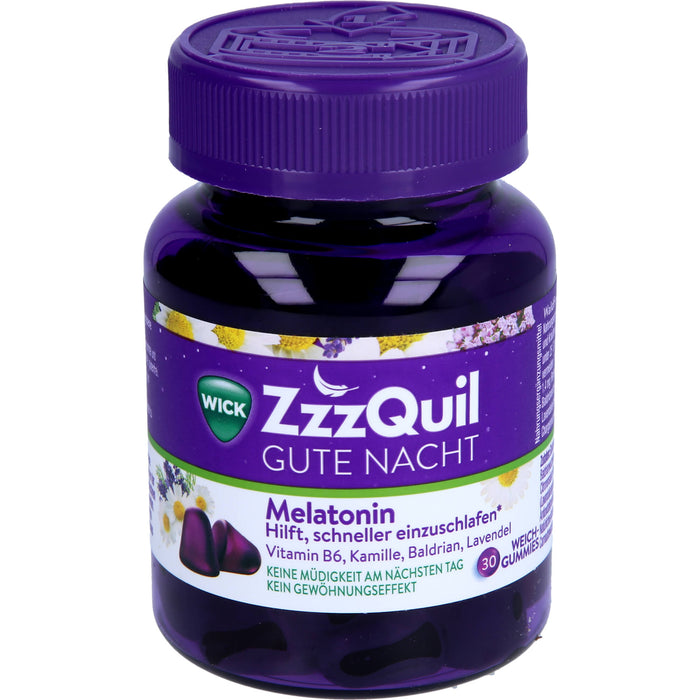 WICK ZzzQuil Gute Nacht Melatonin Weichgummis mit Waldfruchtgeschmack, 30 St. Gummidrops