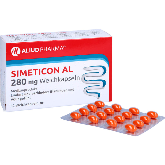 Simeticon AL 280 mg Weichkapseln bei Blähungen, 32 pcs. Capsules