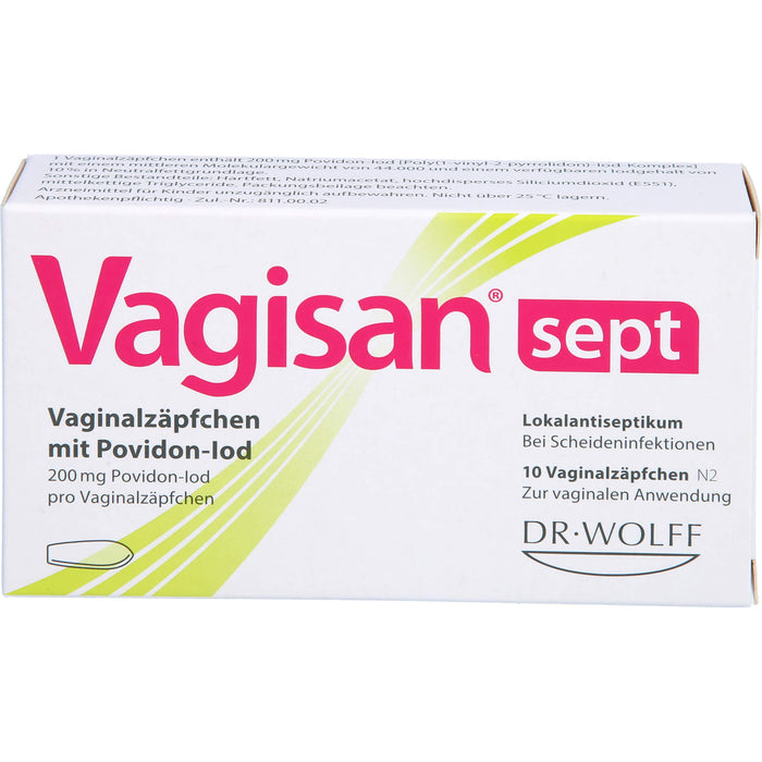 Vagisan sept Vaginalzäpfchen mit Povidon-Iod bei Scheideninfektionen, 10 St. Zäpfchen