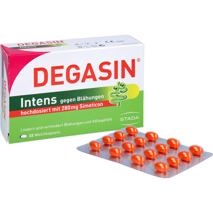 DEGASIN Intens 280 mg Kapseln gegen Blähungen und Völlegefühl, 32 pc Capsules