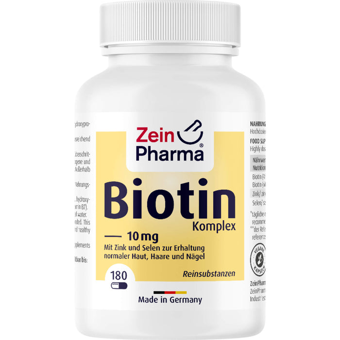 ZeinPharma Biotin Komplex 10 mg + Zink + Selen hochdosiert Kapseln, 180 St. Kapseln