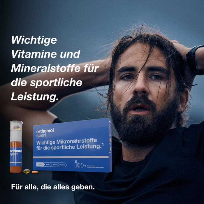 Orthomol Sport - Mikronährstoffe für sportliche Leistung - mit Magnesium, Vitamin D und B12 - Trinkampullen/Tabletten/Kapseln, 7 St. Tagesportionen