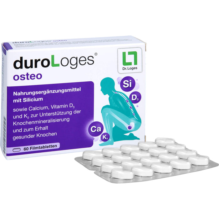 DuroLoges Osteo plus Silicium Filmtabletten zur Erhaltung normaler Knochen, 60 pcs. Tablets