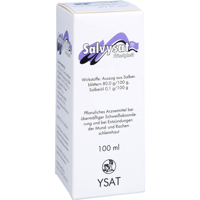 Salvysat Flüssigkeit bei übermäßiger Schweißabsonderung und zur Spülung bei Entzündungen im Mund- und Rachenraum, 100 ml Solution