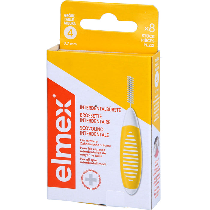Elmex Interdentalbürsten gelb ISO Größe 4 0,7 mm, 8 St. Interdentalbürsten
