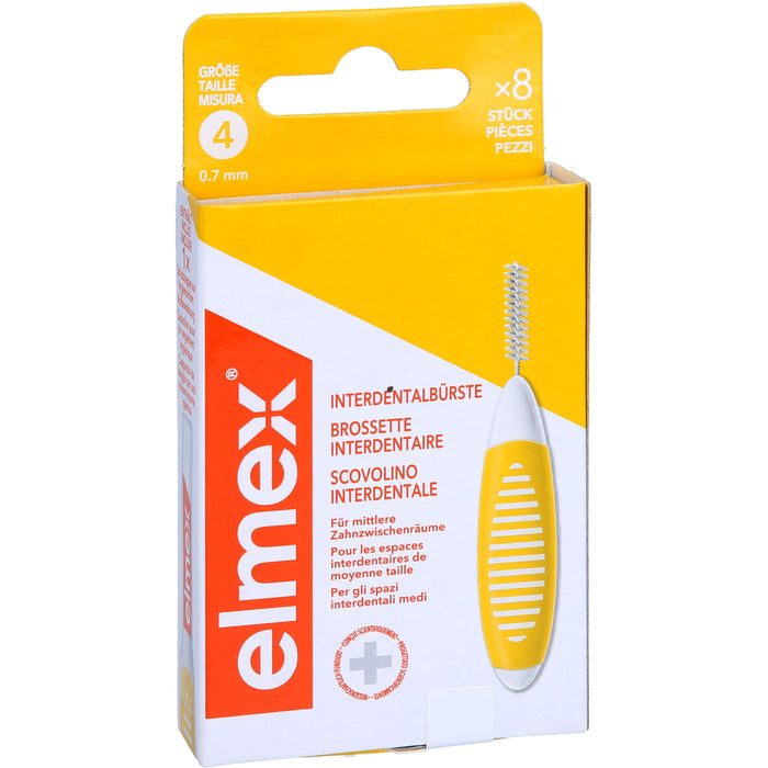 Elmex Interdentalbürsten gelb ISO Größe 4 0,7 mm, 8 pc Brosses interdentaires
