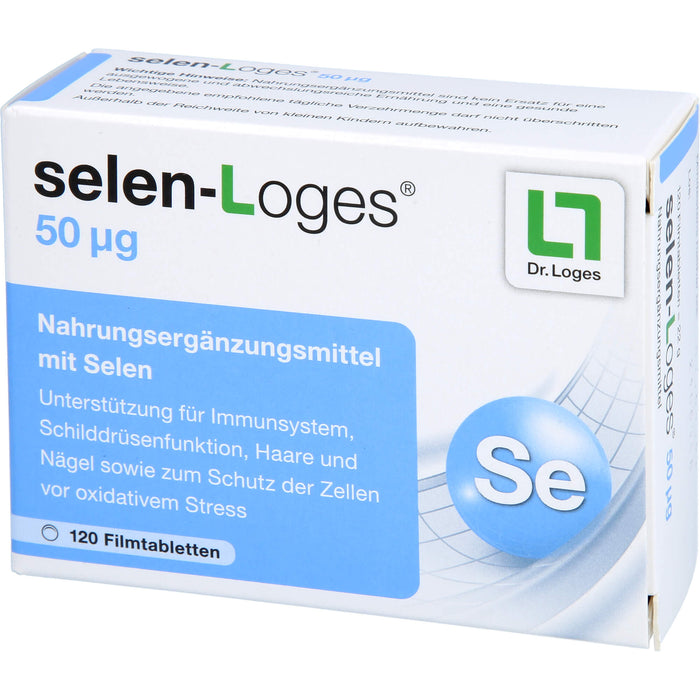 selen-Loges 50 µg Filmtabletten unterstützt das Immunsystem, die Schilddrüsenfunktion, Haare und Nägel, 120 pc Tablettes