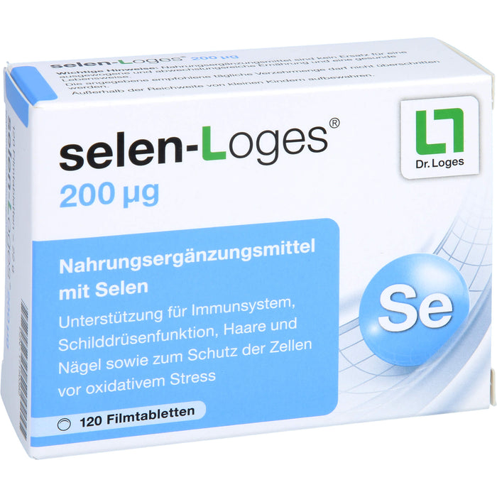 selen-Loges 200 µg Tabletten Unterstützung fürs Immunsystem, Schilddrüsenfunktion, Haare und Nägel sowie zum Schutz der Zellen vor oxidativem Stress, 120 pcs. Tablets