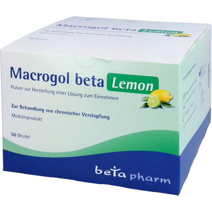 Macrogol beta Lemon Pulver bei chronischer Verstopfung, 50 pc Sachets