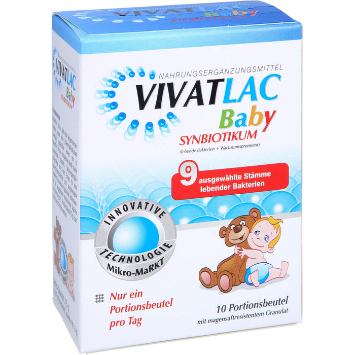 Vivatlac Baby Synbiotikum mit 9 ausgewählten Stämmen lebender Bakterien, 10 pc Sachets
