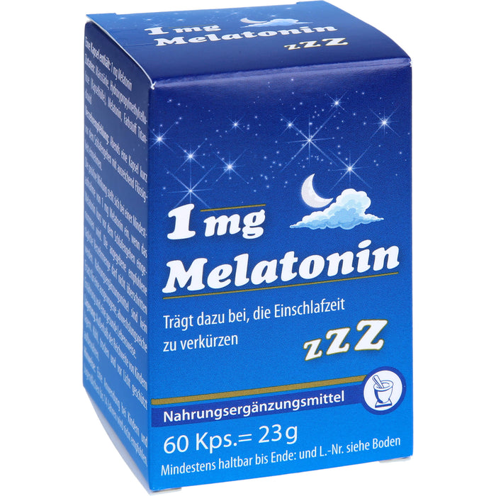 Pharma Peter Melatonin 1 mg Kapseln trägt dazu bei, die Einschlafzeit zu verkürzen, 60 pc Capsules