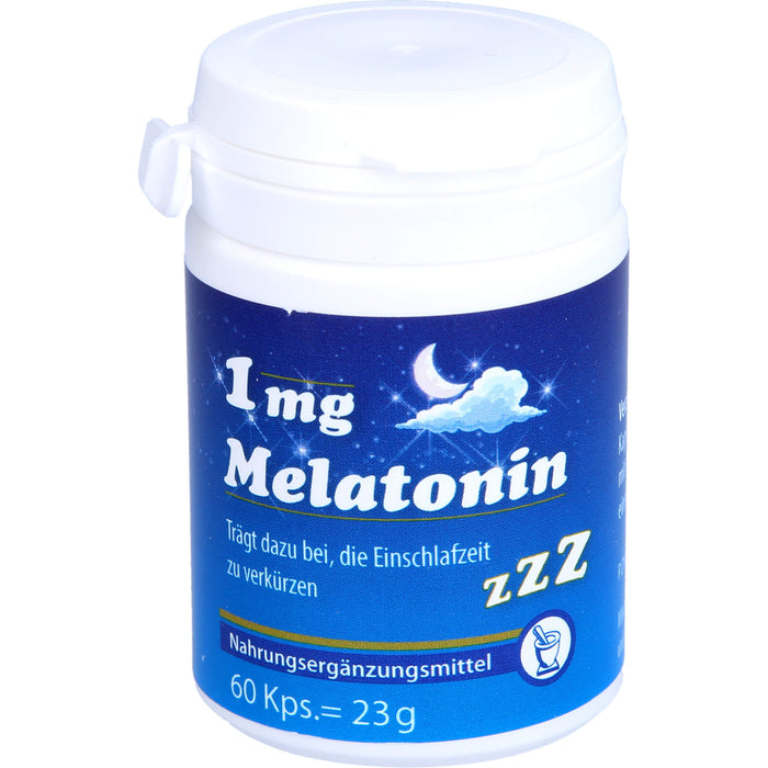 Pharma Peter Melatonin 1 mg Kapseln trägt dazu bei, die Einschlafzeit zu verkürzen, 60 pc Capsules