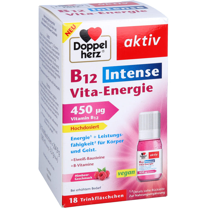 Doppelherz aktiv B12 Intense Vita-Energie Trinkfläschchen Energie und Leistungsfähigkeit für Körper und Geist, 18 St. Flaschen