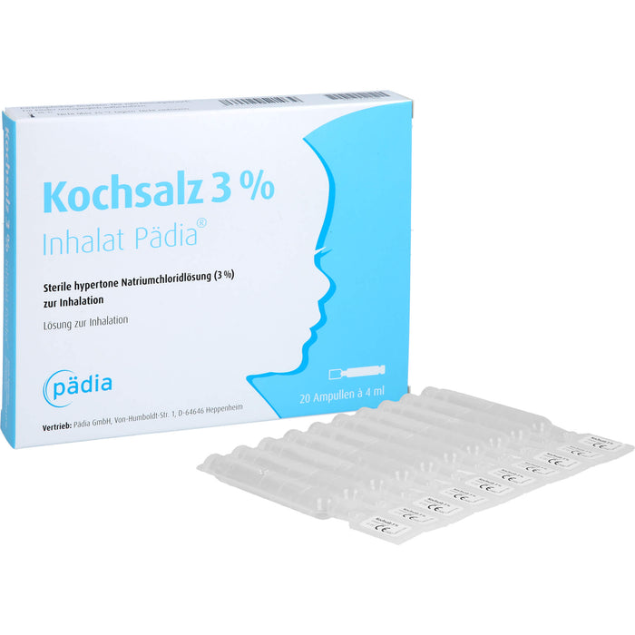 Pädia Kochsalz 3 % Inhalat zur Inhalation bei Bronchitis und Bronchiolitis, 20 pcs. Ampoules