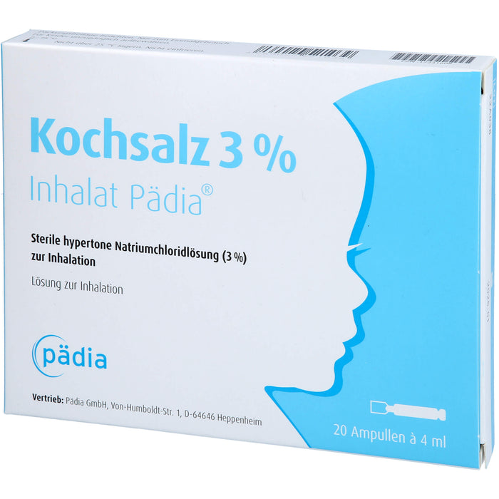 Pädia Kochsalz 3 % Inhalat zur Inhalation bei Bronchitis und Bronchiolitis, 20 pcs. Ampoules