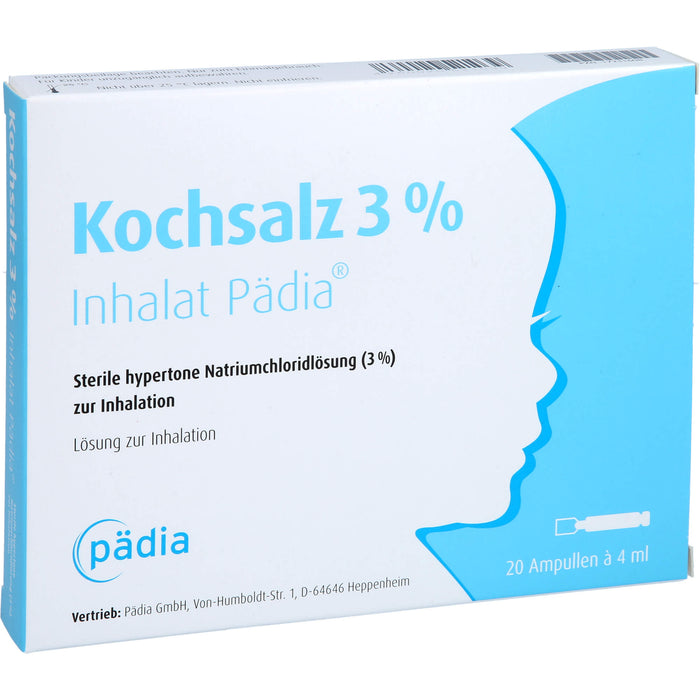 Pädia Kochsalz 3 % Inhalat zur Inhalation bei Bronchitis und Bronchiolitis, 20 pcs. Ampoules