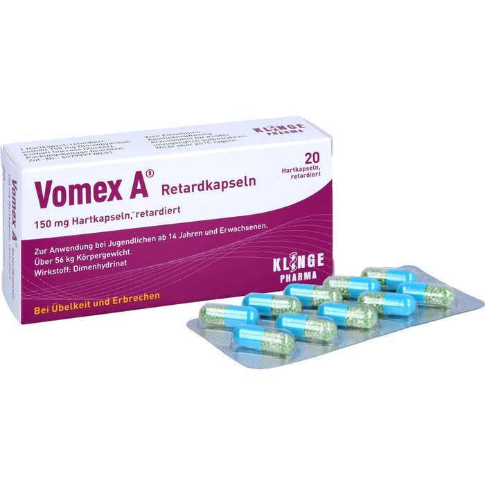 Vomex A  Retardkapseln 150 mg Hartkapsel, retardiert, 20 pcs. Capsules