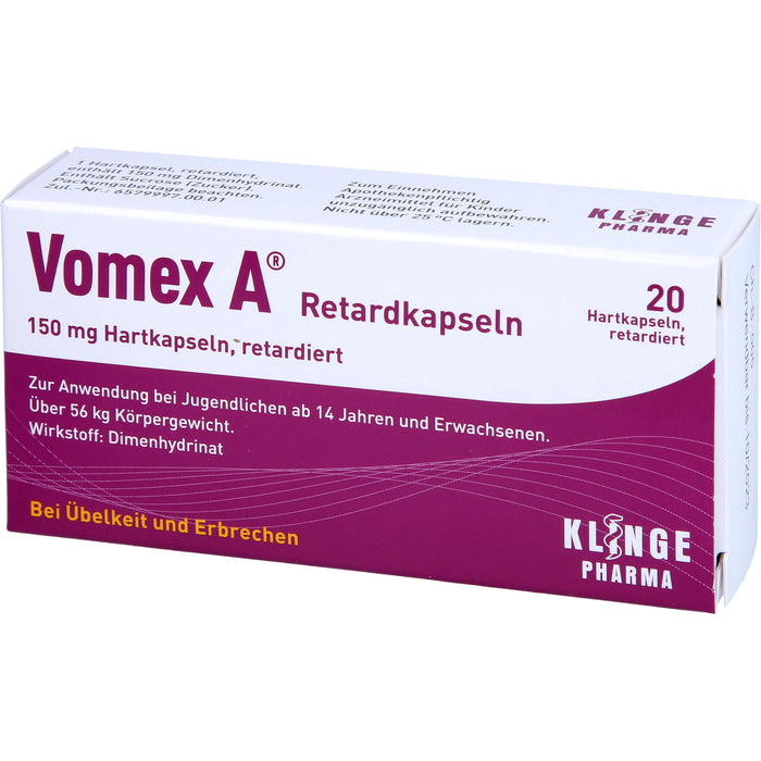 Vomex A  Retardkapseln 150 mg Hartkapsel, retardiert, 20 pcs. Capsules