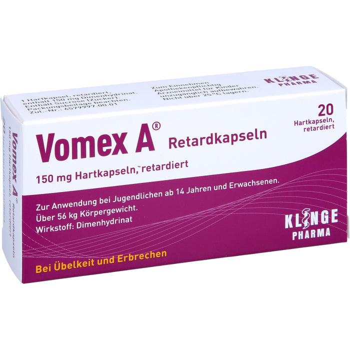 Vomex A  Retardkapseln 150 mg Hartkapsel, retardiert, 20 pc Capsules