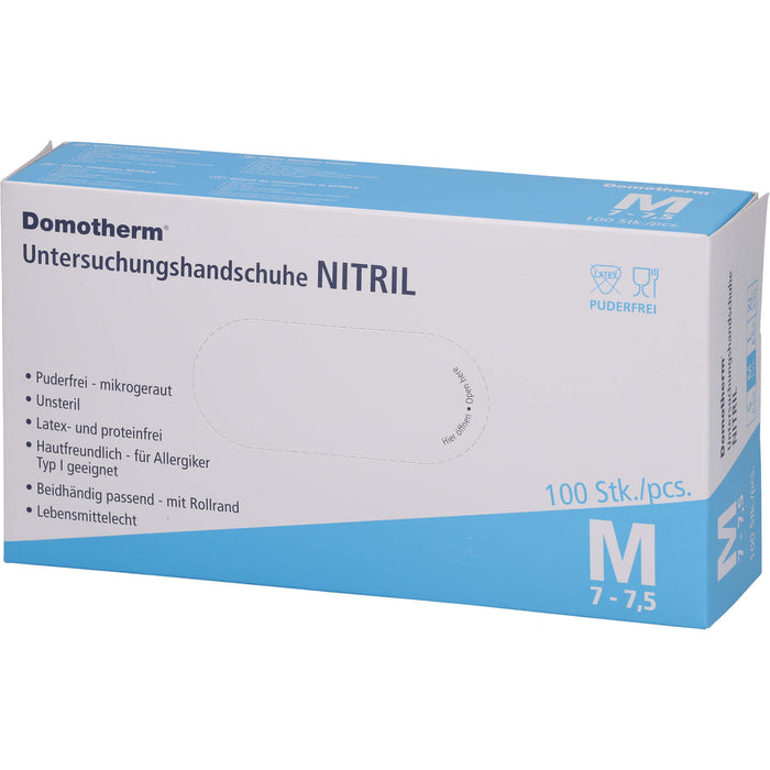 Domotherm Untersuchungshandschuhe Nitril M unsteril puderfrei, 100 pc Gants