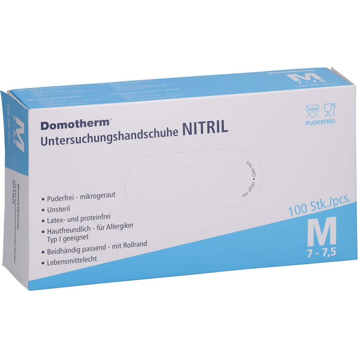 Domotherm Untersuchungshandschuhe Nitril M unsteril puderfrei, 100 pc Gants