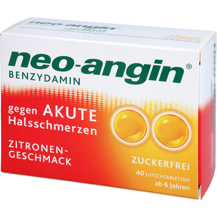 Neo-Angin mit Benzydamin gegen akute Halsschmerzen mit Zitronengeschmack Lutschtabletten, 40 pcs. Tablets