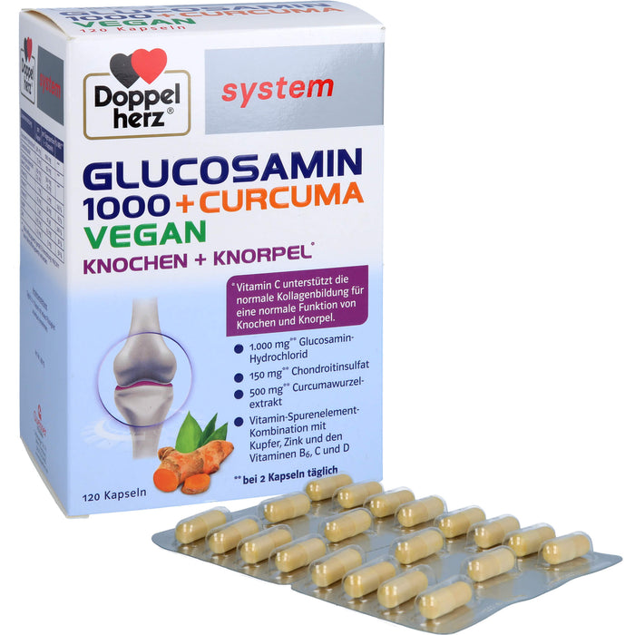 Doppelherz system Glucosamin 1000 + Curcuma vegan Kapseln für Knochen und Knorpel, 120 pcs. Capsules