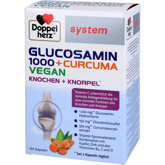 Doppelherz system Glucosamin 1000 + Curcuma vegan Kapseln für Knochen und Knorpel, 120 pcs. Capsules