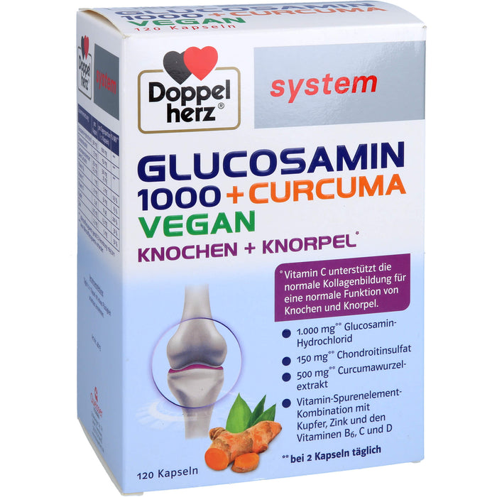Doppelherz system Glucosamin 1000 + Curcuma vegan Kapseln für Knochen und Knorpel, 120 pcs. Capsules