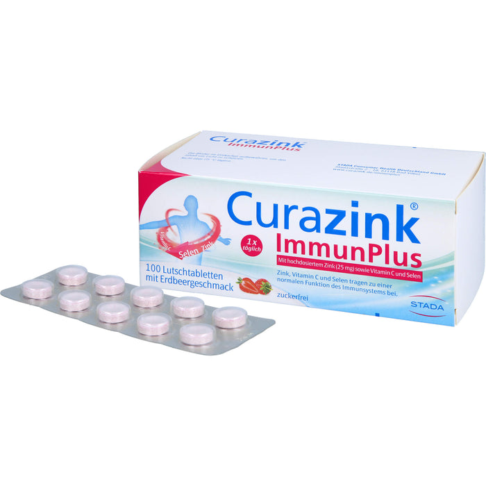 Curazink ImmunPlus Lutschtabletten mit Erdbeergeschmack, 100 pc Tablettes