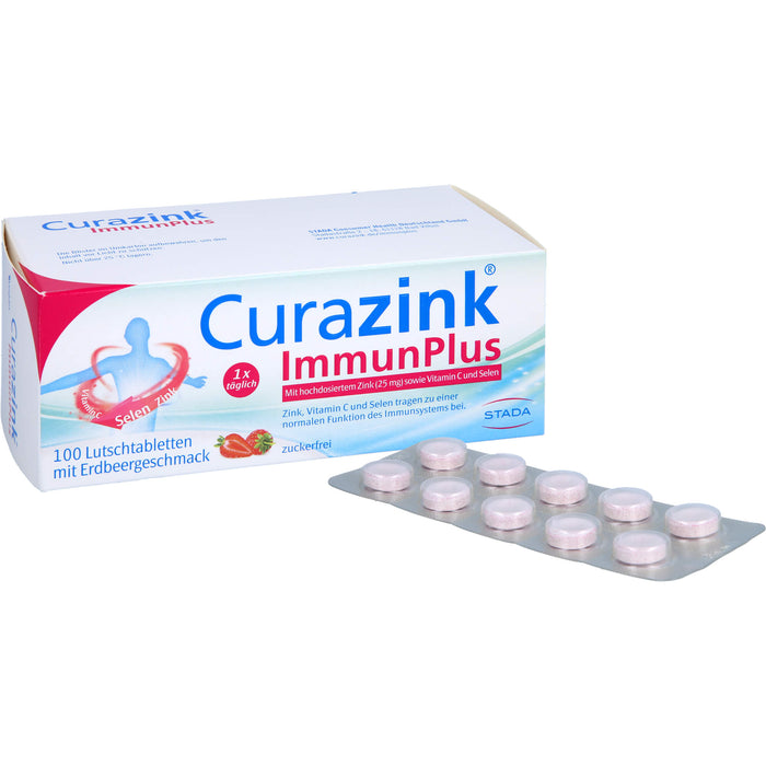 Curazink ImmunPlus Lutschtabletten mit Erdbeergeschmack, 100 pc Tablettes