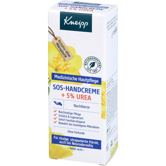 Kneipp SOS-Handcreme + 5% Urea Nachtkerze für rissige, strapazierte Hände und bei Neurodermitis, 50 ml Crème