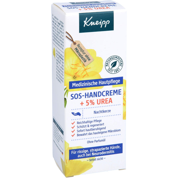 Kneipp SOS-Handcreme + 5% Urea Nachtkerze für rissige, strapazierte Hände und bei Neurodermitis, 50 ml Crème