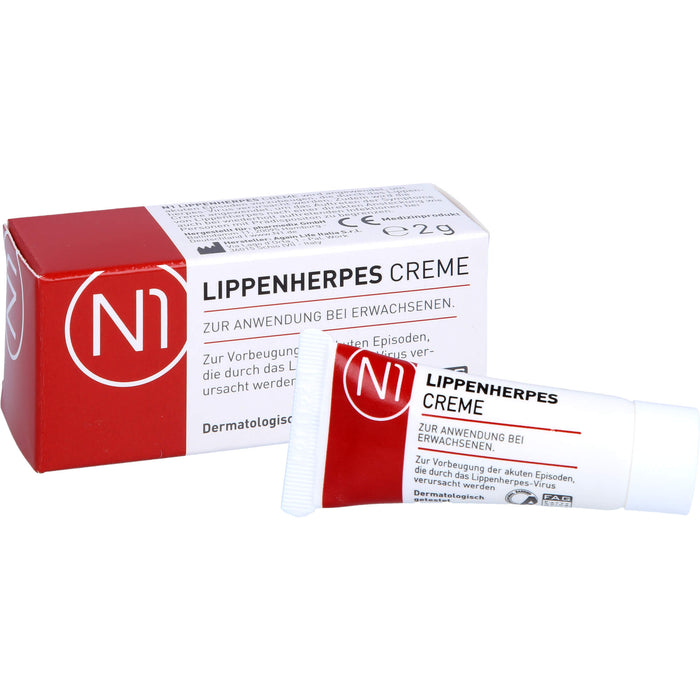 N1 Lippenherpes Creme verhindert die Bläschenbildung, stoppt die Virenvermehrung und lindert rasch Schmerzen, 2 g Crème