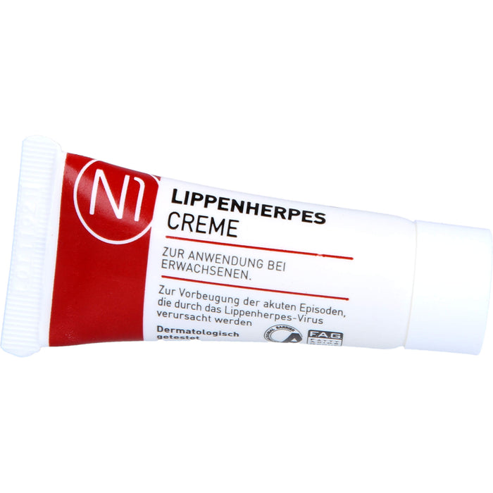 N1 Lippenherpes Creme verhindert die Bläschenbildung, stoppt die Virenvermehrung und lindert rasch Schmerzen, 2 g Crème