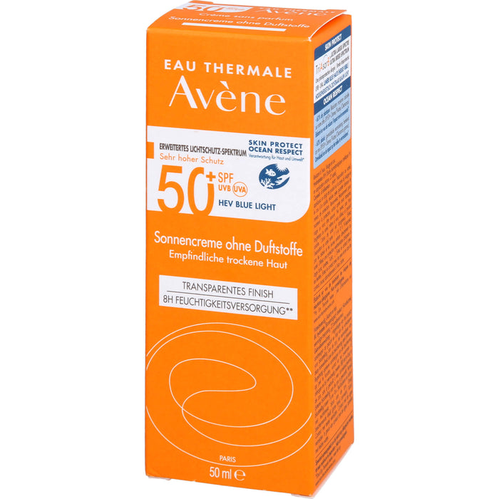 Avène Sonnencreme ohne Duftstoffe LSF 50+ für empfindliche trockene Haut invisible finish, 50 ml Creme