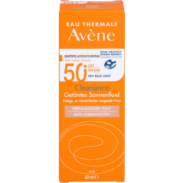 Avène Cleanance getöntes Sonnenfluid LSF 50+ für fettige, zu Unreinheiten neigende Haut für einen ebenmässigen Teint, 50 ml Creme