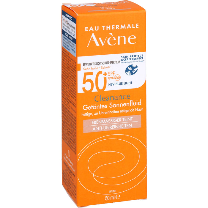 Avène Cleanance getöntes Sonnenfluid LSF 50+ für fettige, zu Unreinheiten neigende Haut für einen ebenmässigen Teint, 50 ml Cream