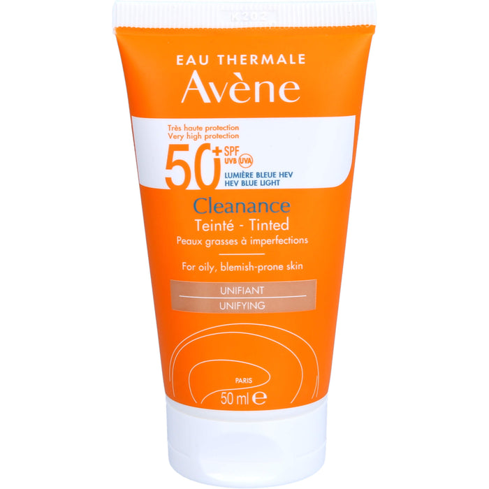 Avène Cleanance getöntes Sonnenfluid LSF 50+ für fettige, zu Unreinheiten neigende Haut für einen ebenmässigen Teint, 50 ml Cream