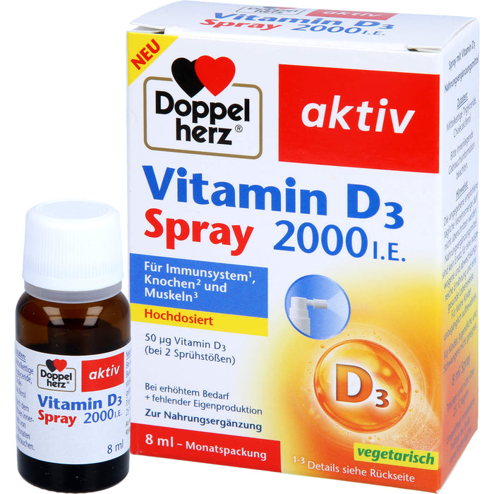 Doppelherz aktiv Vitamin D3 2000 I.E. Spray für Immunsystem, Knochen und Muskeln, 8 ml Lösung